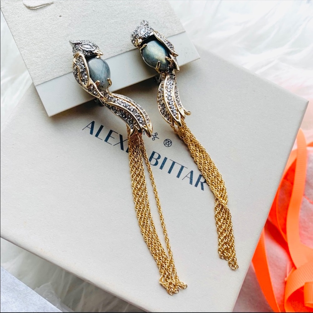 NIB RETIRED Alexis Bittar Love Bird Crystal Tassle Earring - Picture 2 of 9